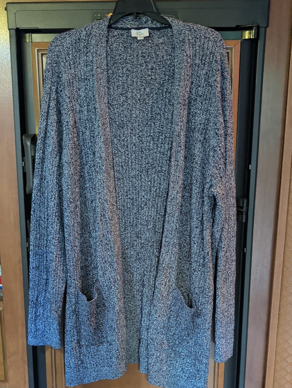 Kim Rogers Navy Blue Open-Front Long Cardigan Sweater